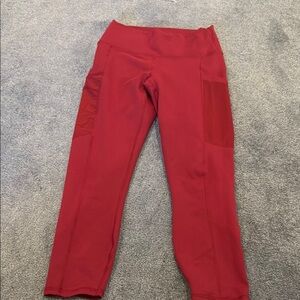 Fabletics Maroon /Red High-Waisted  crop Leggings